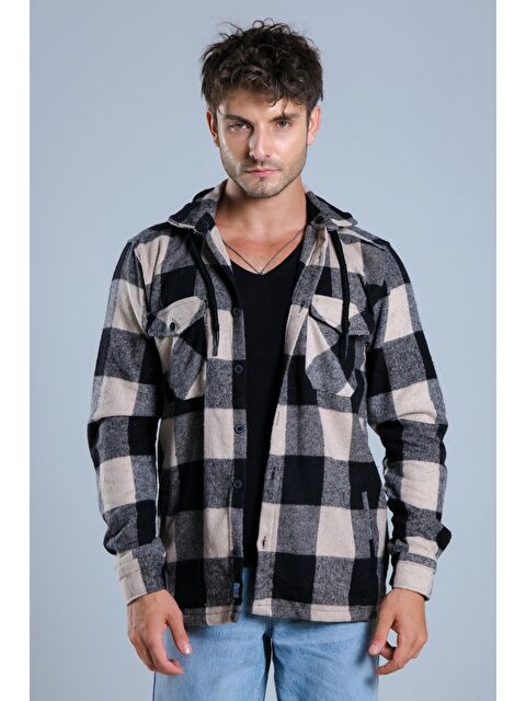 Stilkombin Çıkarılabilir Kapüşonlu Cepli Kışlık Erkek Oduncu Gömlek MAR4170 - S000114502-19928