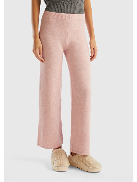 United Colors Of Benetton Kadın Gül Kurusu Yün Karışımlı Şardonlu Triko Pantolon - S000278802-20022