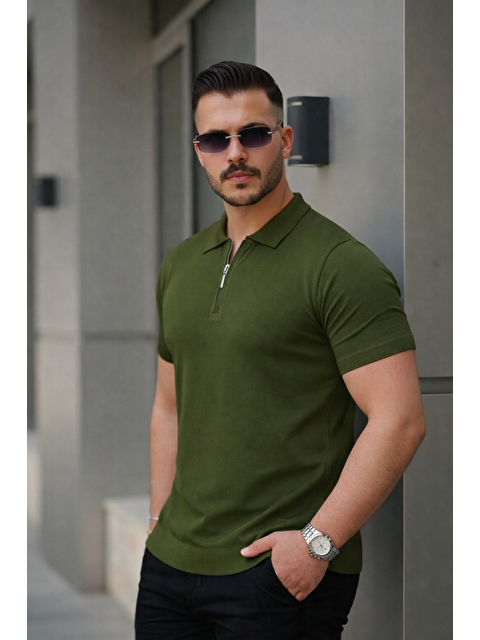 Comstar Erkek Fermuarlı Polo Yaka Slim Fit Triko T-Shirt