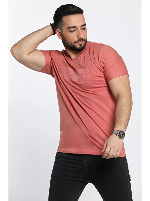 Mishar İtalia Kabartma Baskılı Bisiklet Yaka Erkek Tişört - S000300870-20028