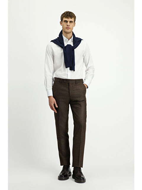 Kiğılı Yünlü Pileli Flanel Klasik Kumaş Pantolon