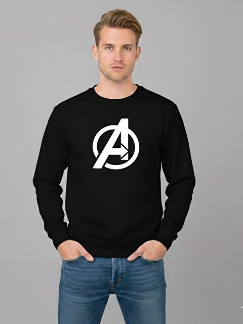 Trendseninle Erkek Siyah Grafik A Baskılı Regular Sweatshirt - S000500666-19351