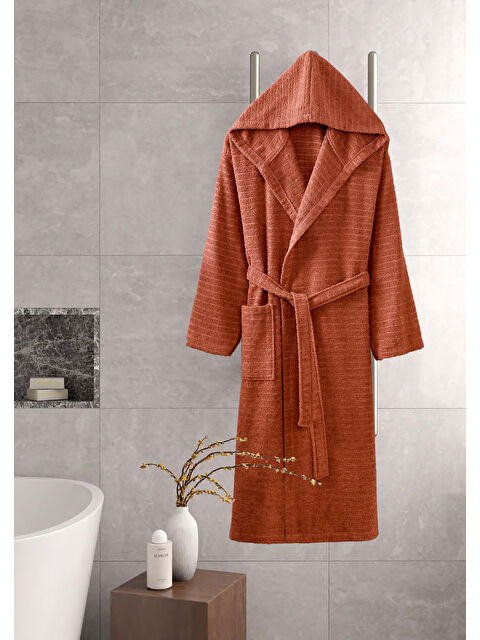 UPSTYLE Kapüşonlu Bornoz Doğa Kiremit L/XL - S000378762-18657