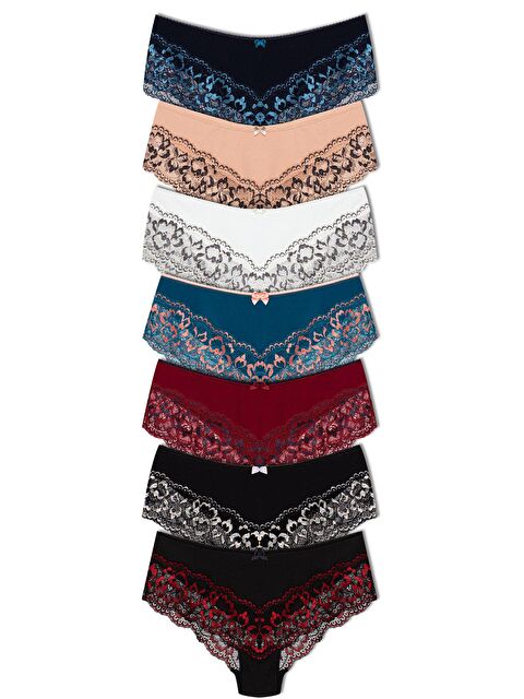 Hnx Paçası Çift Renk Dantel Kadın Külot 7'li - S000125572-27074