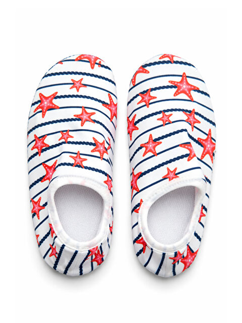 Remsa Çocuk Deniz Yıldız Desen Kaydırmaz Tabanlı Deniz ve Havuz Patik 05 Beyaz