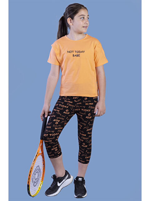 Toontoykids Kız Çocuk Kesik Detaylı Baskılı Taytlı Takım - S000271103-20013