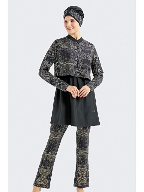 C&City Modern Desen Detaylı Tam Kapalı Tesettür Mayo 4111 Siyah - S000216003-19351