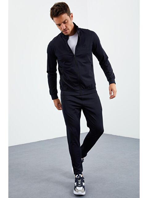 Tommylife Lacivert Dik Yaka Fermuarlı Standart Kalıp Manşetli Erkek Eşofman Takım - 85160 - S000160184-21164