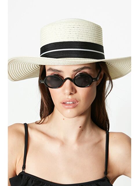 C&City Panama Model Hasır Plaj Şapkası Y23730-39 Krem - S000216818-19966