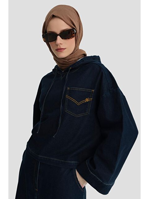 ARMİNE Denim Efektli Örme Takım 24Kd3405 İndigo - S000351528-21164