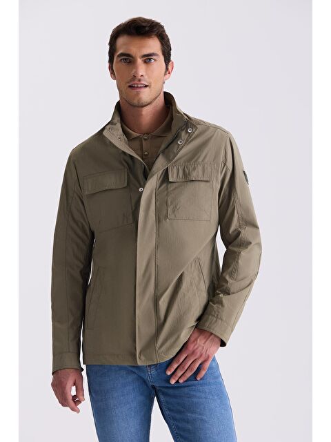 JAKAMEN Haki Comfort Fit Dik Yaka Mevsimlik Spor Mont - S000496582-18547