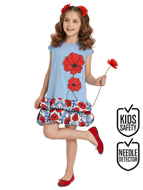 Denokids Kırmızı Gelincik Kız Çocuk Balon Elbise - S000491949-17234