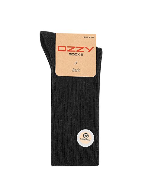 Ozzy Socks 1 Çift Kışlık Siyah Erkek Lambswool Yünlü Uyku Çorabı Soft Touch - S000155157-19351