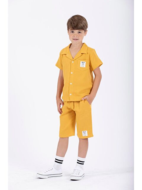 Zepkids Arma Detaylı Kısa Kol Gömlek Hardal Renk Erkek Çocuk Şortlu Takım - S000357136-20074
