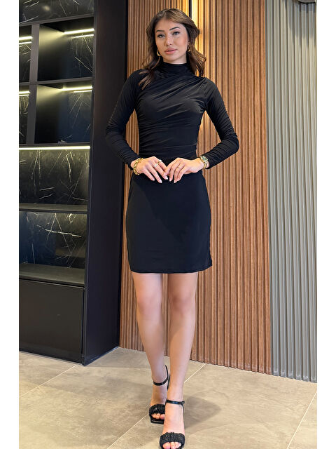 Gülseli Kadın Omuz Ve Bel Drapeli Elbise - S000320455-19351