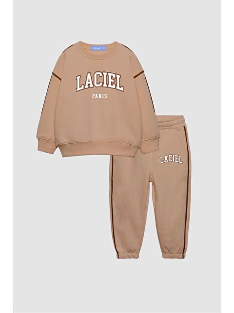 Magu Unisex Çocuk Slogan Desenli Pamuklu Sweatshirt Eşofman Tayt Alt-Üst Takım