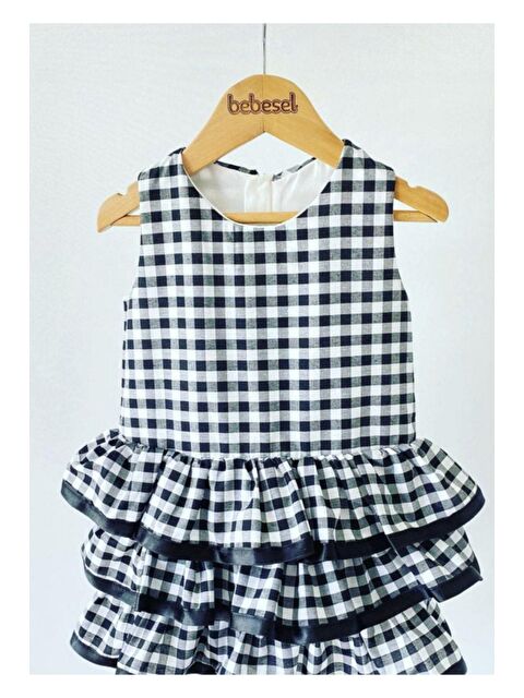 Magu Kız Çocuk Gri Kurdela Pötikare Elbise - S000491967-20600