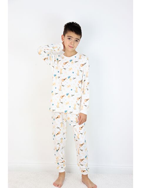 Harika Kids Erkek Çocuk Baskılı interlok Kumaş Uzun Kollu Pijama Takımı - S000147343-37227