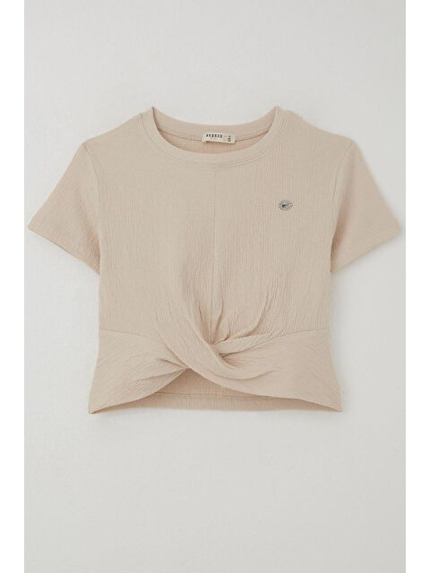 Breeze Kız Çocuk Tişört Armalı Bej (9-16 Yaş) - S000505639-19928