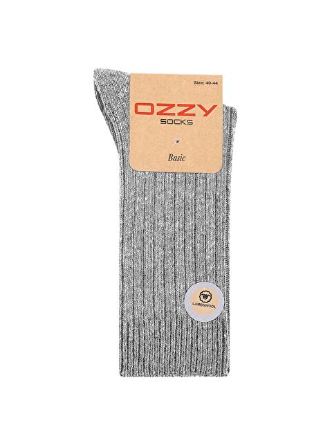 Ozzy Socks 1 Çift Kışlık Gri Erkek Lambswool Yünlü Uyku Çorabı Soft Touch - S000155157-17308