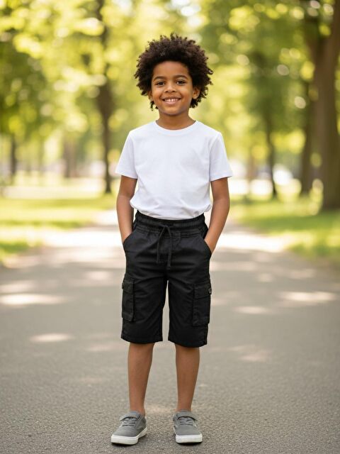 A.S.L GOLF CLUB Erkek Çocuk Bel Lastikli Yan Cepli 3-14 Yaş Kapri Şort - S000501957-19351