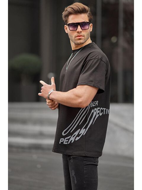 Madmext Siyah Desenli Erkek %100 Pamuk Tişört 6178 - S000130674-19351