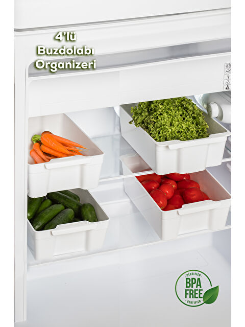 Porsima 229 Çok Amaçlı Buzdolabı Düzenleyici Dolap içi Organizer 4'lü Buzdolabı Sepeti Beyaz - S000295949-20063