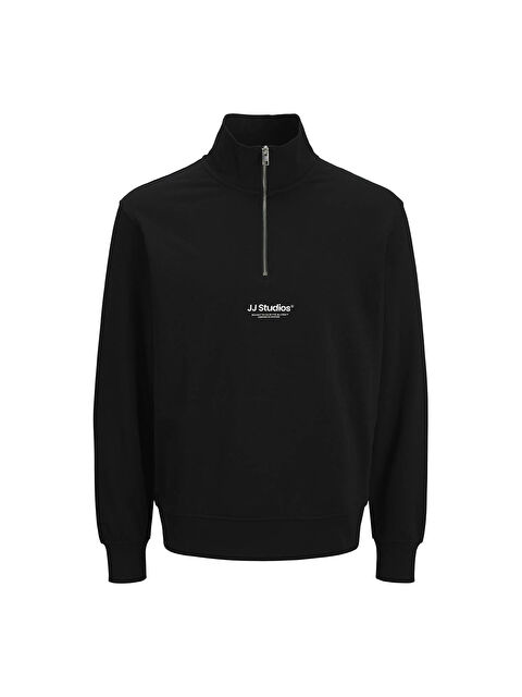 Jack & Jones Soho Quarter Zip Erkek Siyah Dik Yaka Sweatshirt