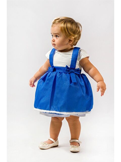 Magu Kız Bebek Mavi Etekli Fiyonk Detaylı Kabarık Elbise - S000491984-23173