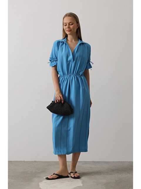 Jane's Beli Lastikli Elbise - Mavi - S000527860-17234