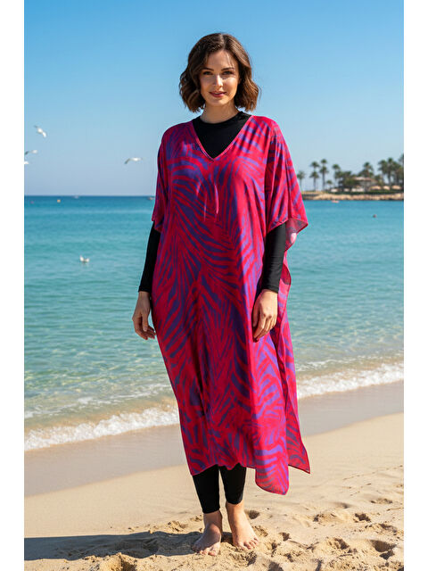 Remsa Mayo Remsa Tesettür Mayo Üzerine Tasarım Tek Kaftan Pareo RDP26 Narçiçeği - S000503782-20048