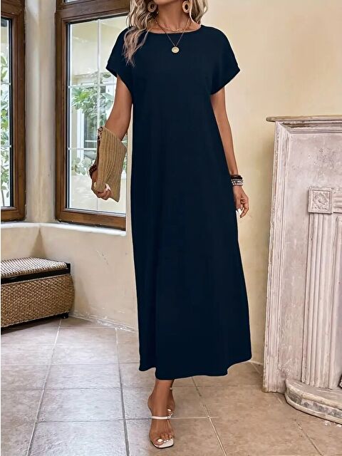 Jane's Kadın Uzun Kollu Yakası Açık Viskon Elbise - S000527911-21164