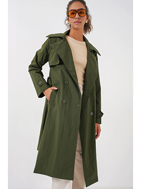 Bigdart 5938 Kruvaze Yaka Trençkot - Haki - S000291633-18547