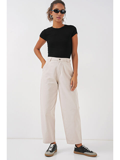 Bigdart 6703 Yüksek Bel Jean Pantolon   Ekru - S000327193-19965