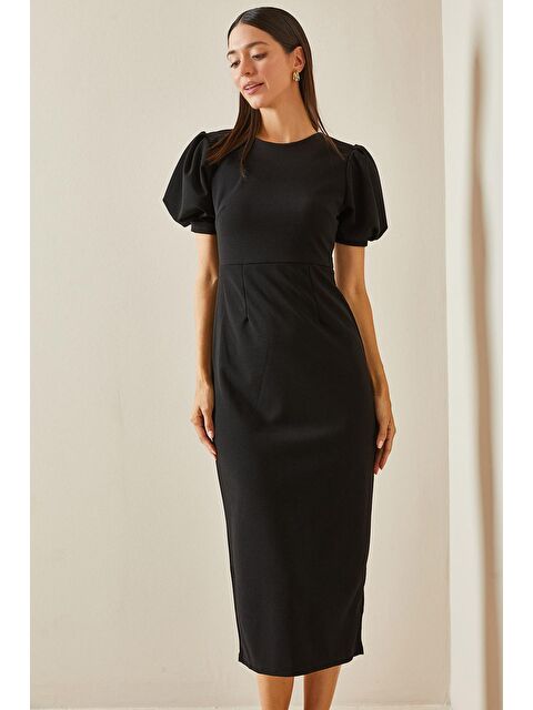 Xhan Siyah Sırt Detaylı Basic Elbise - S000227423-19351