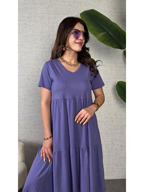 Jane's Kadın Kısa Kollu V Yakalı Viskon Elbise - S000527924-20042