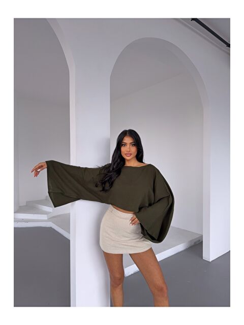 carla10 Müslin Keten Bluz Haki - S000503786-18547