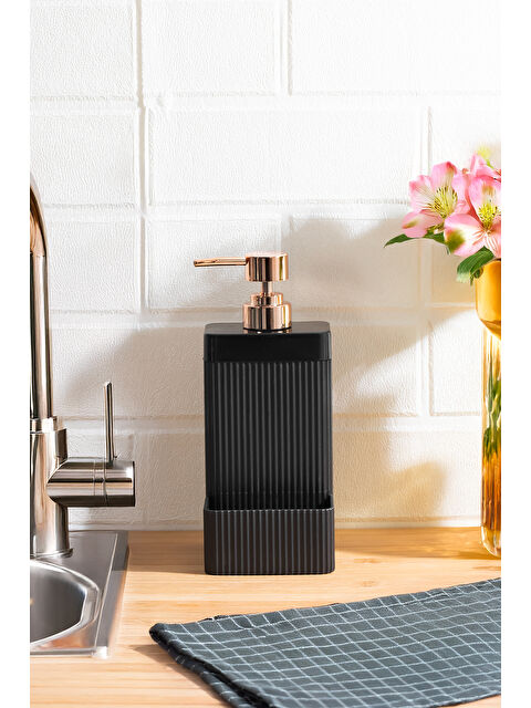 Perotti 13139 Lisbone Süngerlik Hazneli Banyo ve Mutfak Sıvı Sabunluk 550ML Siyah - S000383882-19351