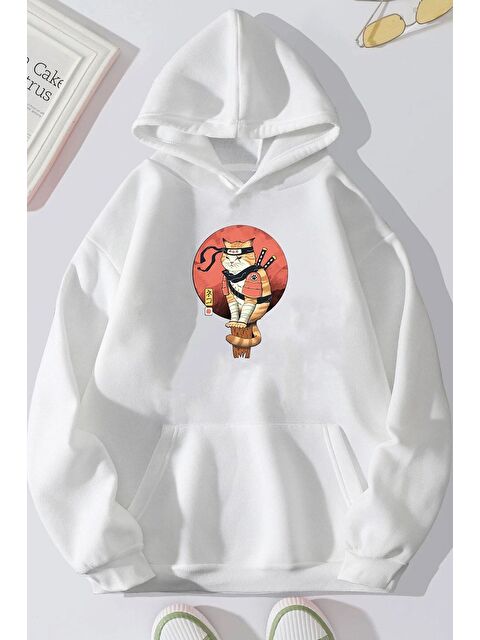 uyguntarz Unisex Shinobi Kedi Baskılı Sweatshirt - S000268272-20063