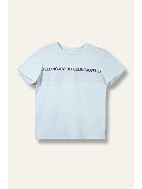 MİNİNİO Erkek Çocuk Baskılı T-Shirt - Açık Mavi - S000362688-17437