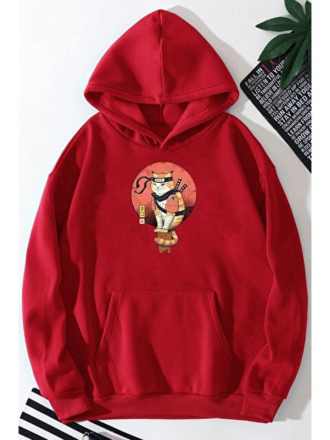 uyguntarz Unisex Shinobi Kedi Baskılı Sweatshirt - S000268272-20045