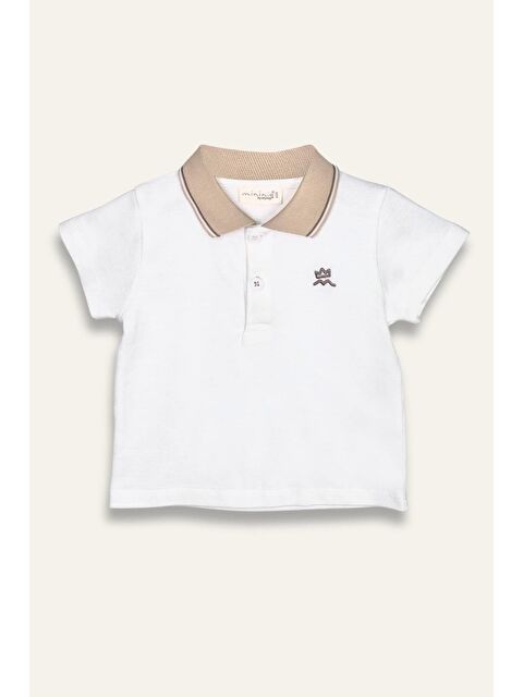 MİNİNİO Erkek Çocuk Polo Yaka T-Shirt - Ekru - S000362689-19965