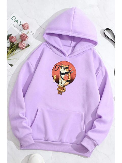 uyguntarz Unisex Shinobi Kedi Baskılı Sweatshirt - S000268272-17878