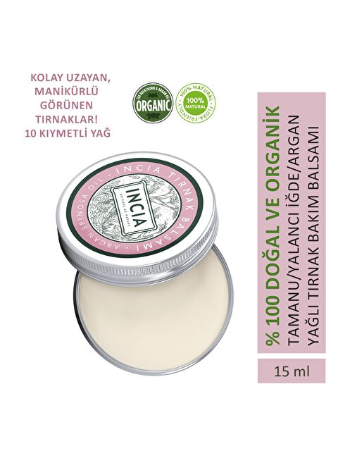 INCIA %100 Doğal Tırnak Bakım Balmı Yoğun Nemlendirici Kremi Argan Yağlı Organik Vegan 15 ml - S000364587-10231