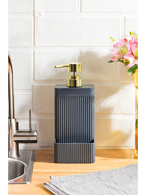 Perotti 13139 Lisbone Süngerlik Hazneli Banyo ve Mutfak Sıvı Sabunluk 550ML Antrasit - S000383883-29666