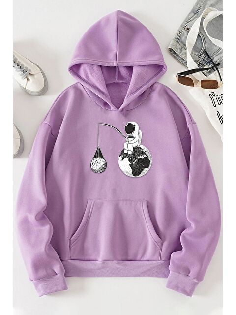 uyguntarz Unisex Uzay Temalı Baskılı Sweatshirt - S000268275-17878