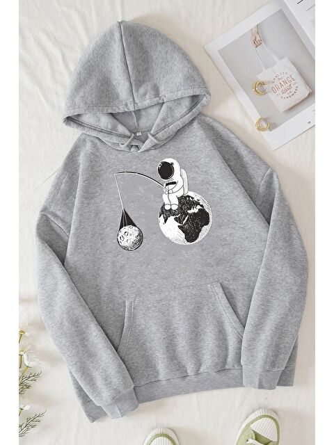 uyguntarz Unisex Uzay Temalı Baskılı Sweatshirt - S000268275-20600