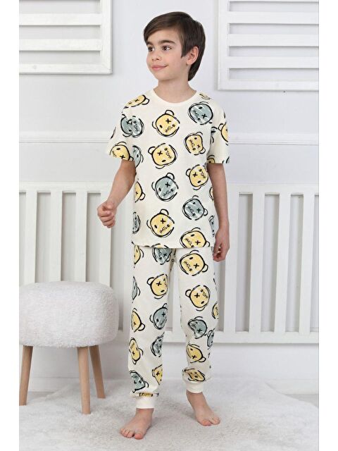 ZUZUNGA Çizgi Ayı Desenli Erkek Çocuk Pijama Takımı - S000524833-19965