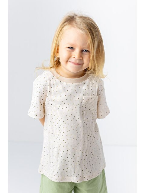 MİNİNİO Erkek Çocuk Puantiye Desenli Cep Detaylı Tişört - S000316636-19965