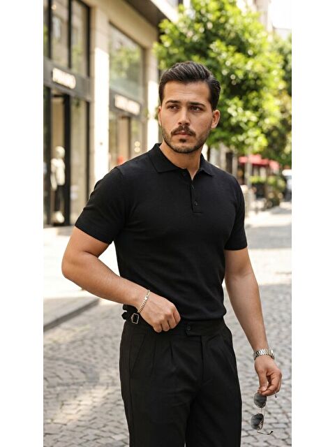 Jane's Erkek Düğme Yakalı Kısa Kollu Pamuk Triko Tişört